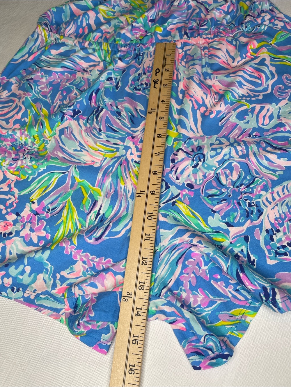 Lilly Pulitzer Blue Pink Tropical Print Romper Size L Ruffle Sleeve Keyhole Back - Picture 10 of 12